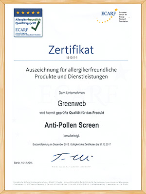 韋柏-歐洲無過敏原認(rèn)證